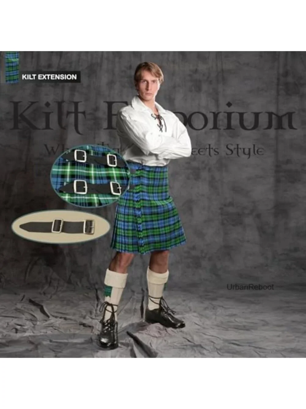 Genuine Leather Kilt Extension Straps with Metal Buckles 7-Inch Set of 3